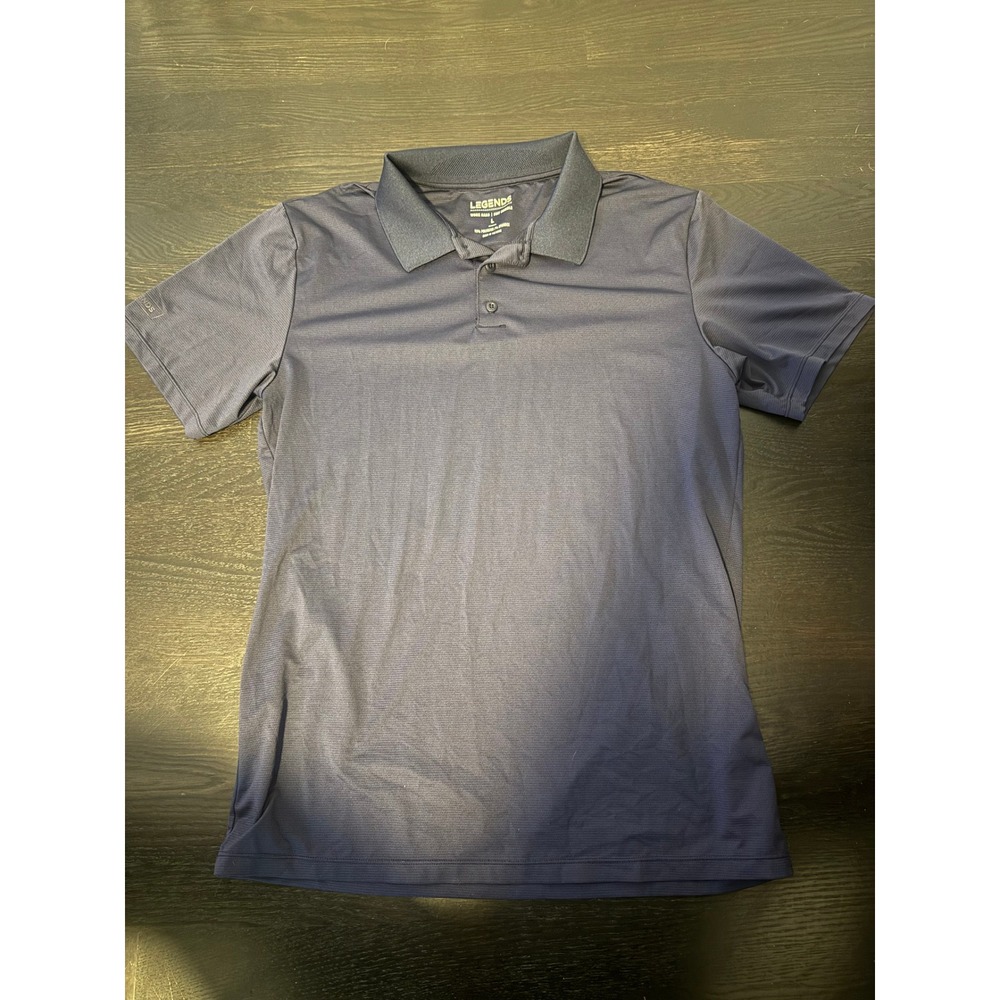 Legends Polo Shirt Large Navy Excellent Performance Stretch Golf Short Sleeve